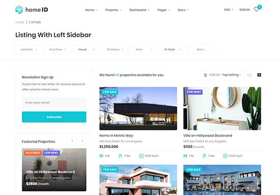 Grid with left sidebar
